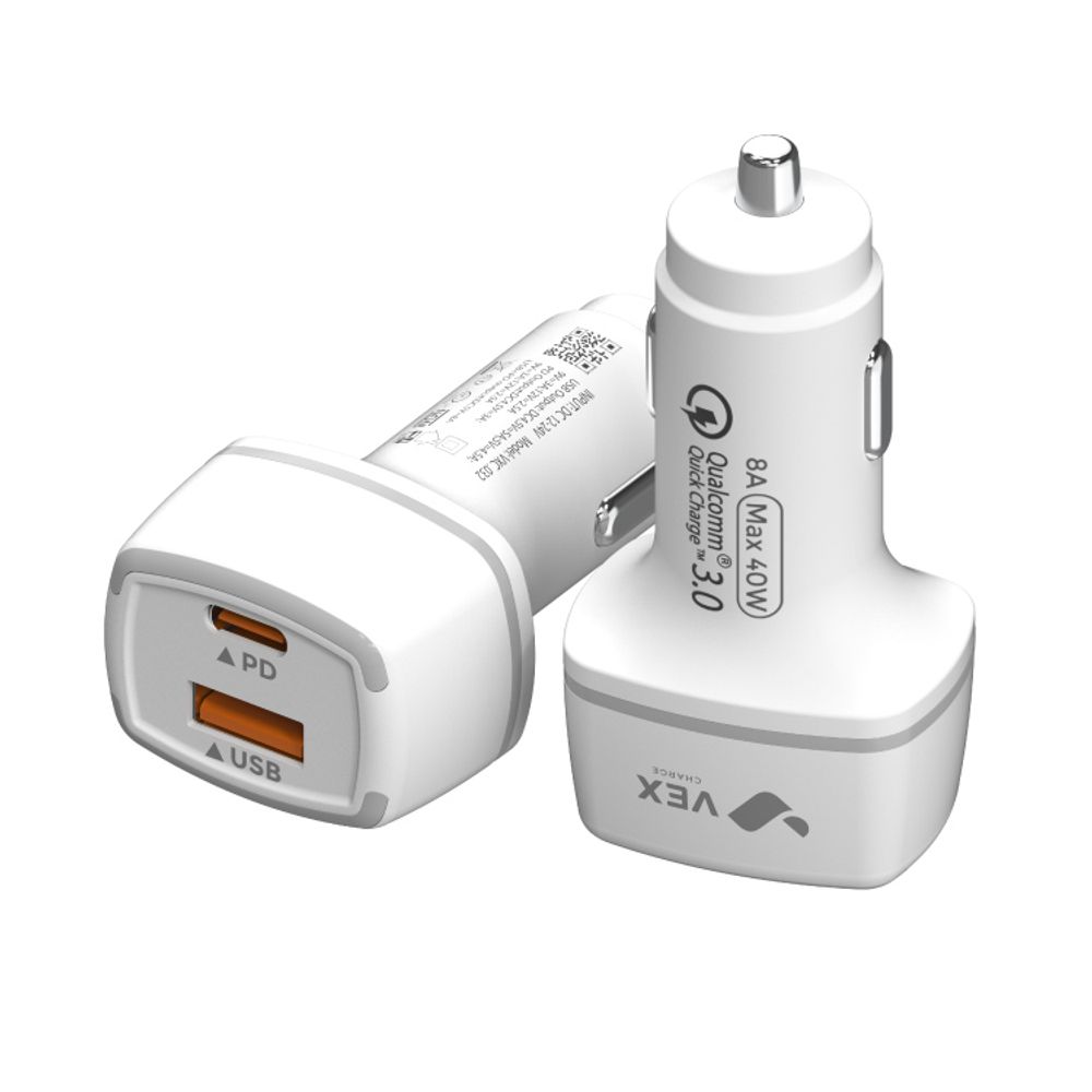 Cargador de Auto VEX 8A con 1 Puerto USB y 1 Puerto PD Cable entrada ...