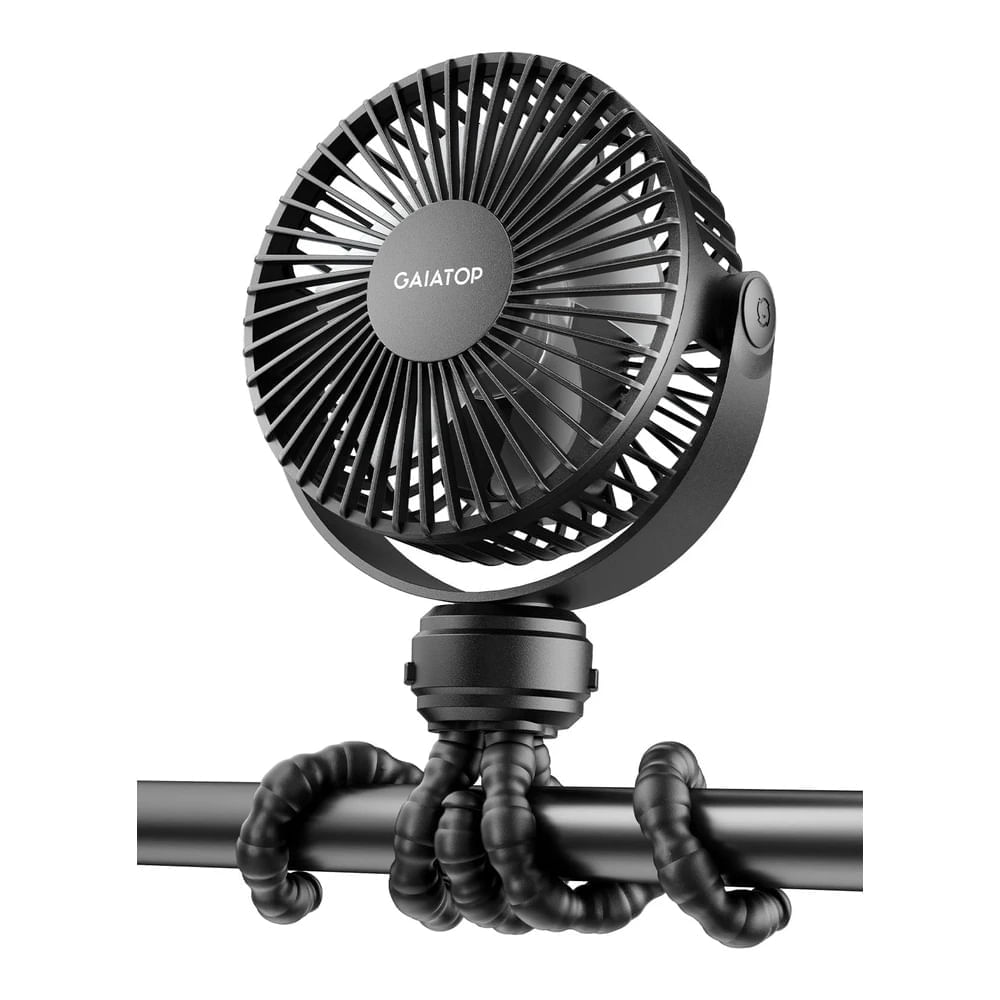 Gaiatop Mini Ventilador Portátil para Cochecito Pequeño a Pilas 3 Velocidades Negro