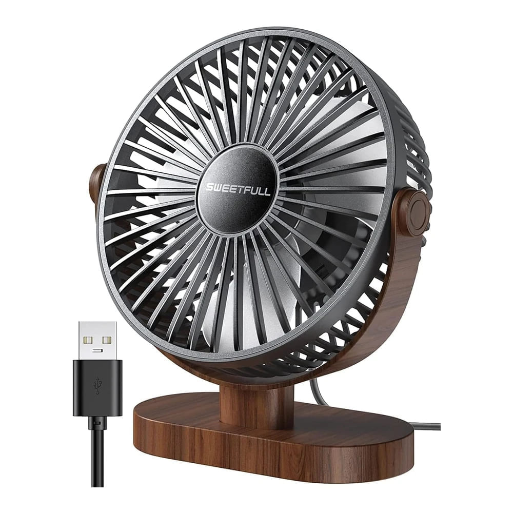 Sweetfull Ventilador de Escritorio Pequeño con USB de 6.5"" 3 Velocidades Negro