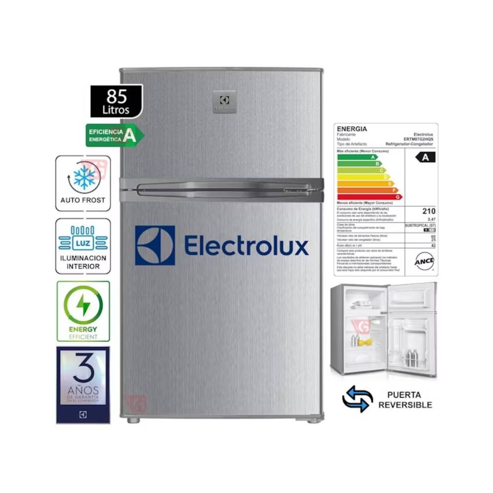 Frigobar Frost Two Doors Electrolux 85 Litros Ertm87G2Hqs Silver