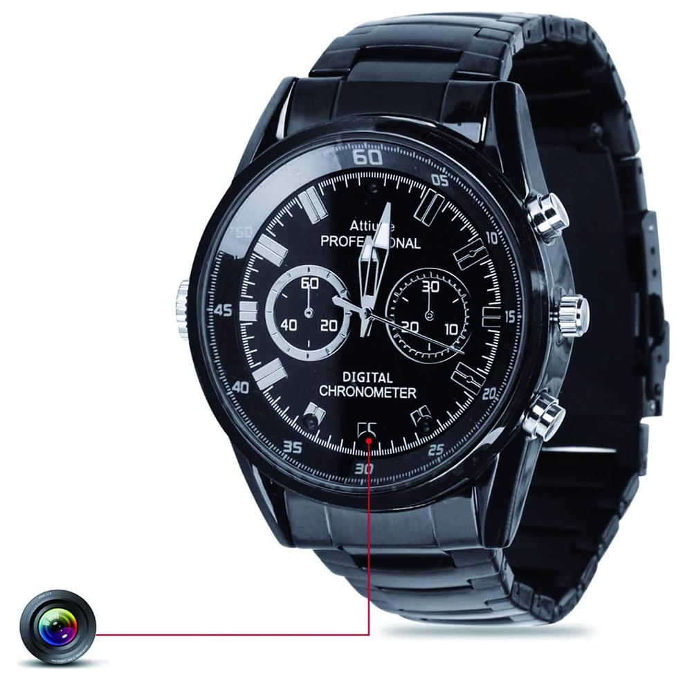 Reloj Iinfrarojo Espia C6 32GB Correa Metal Negra, Vision Nocturna Fotos Audio Video FullHd