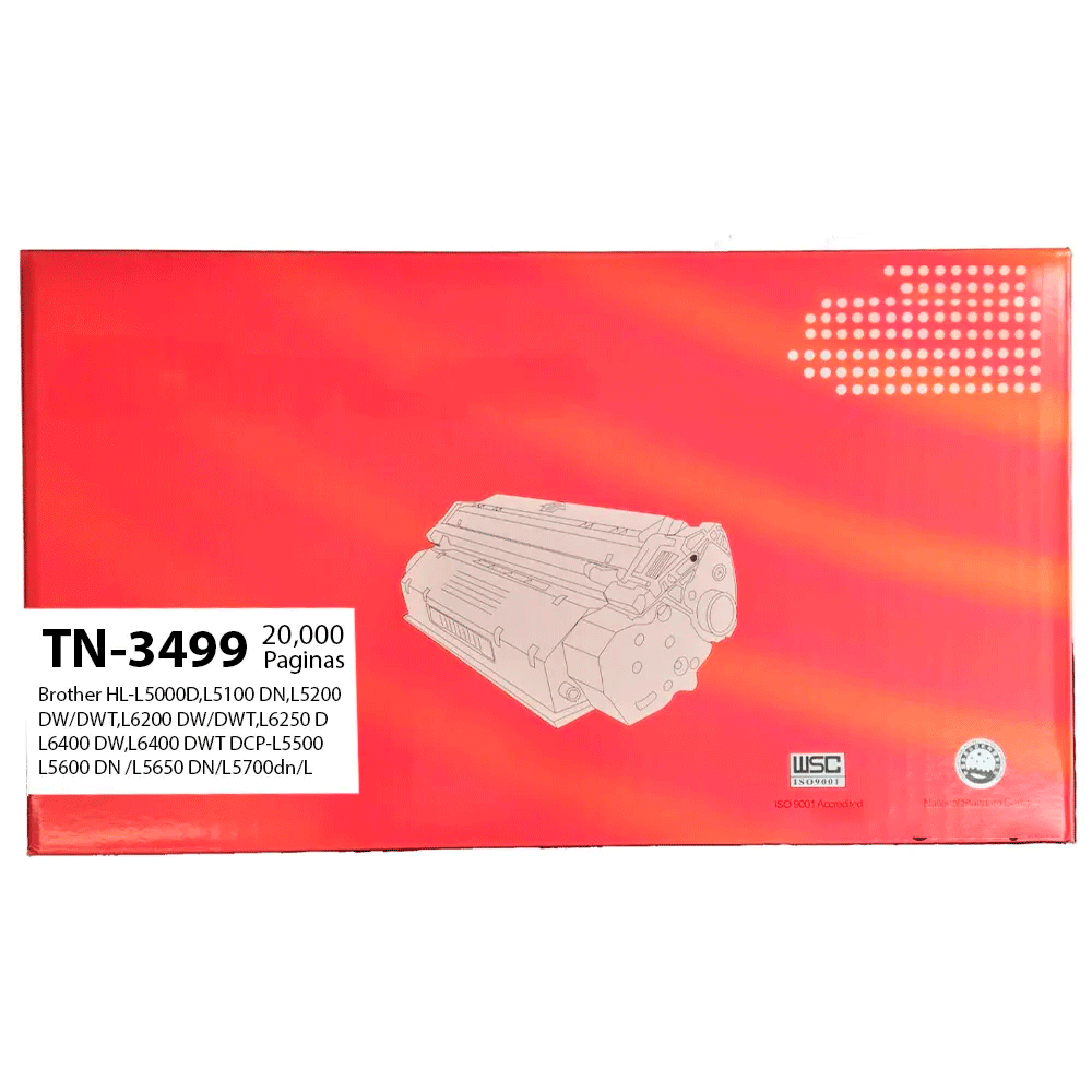 Toner Genérico TN 3499 Negro Compatible con Brother Para HL L6400DW