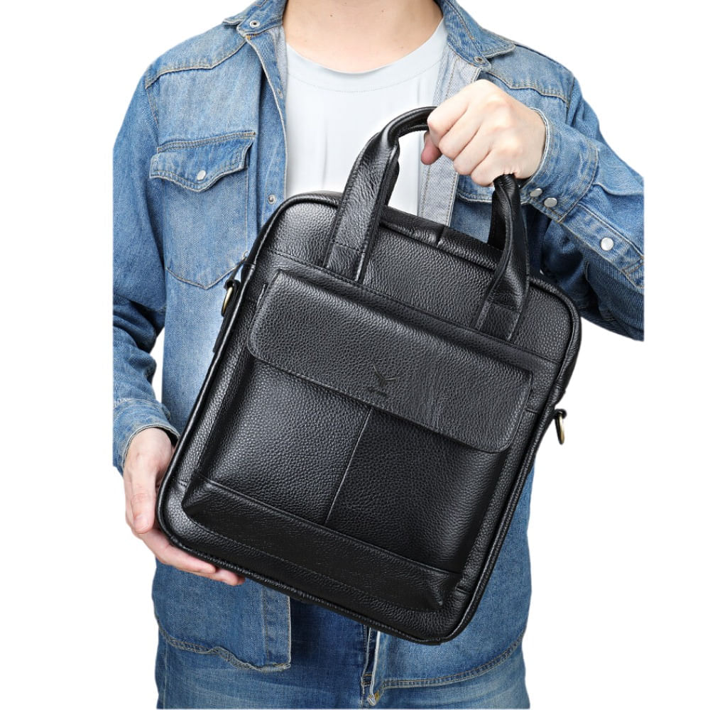 Morral De Cuero Vacuno 8579 Negro