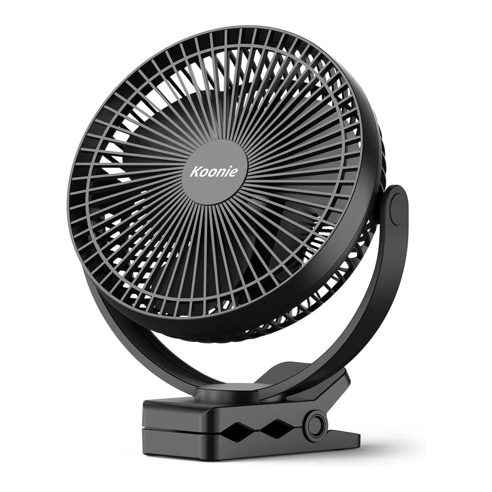 Koonie Ventilador de Escritorio Recargable de 10000 Mah Ventilador de Clip de 8"" Negro