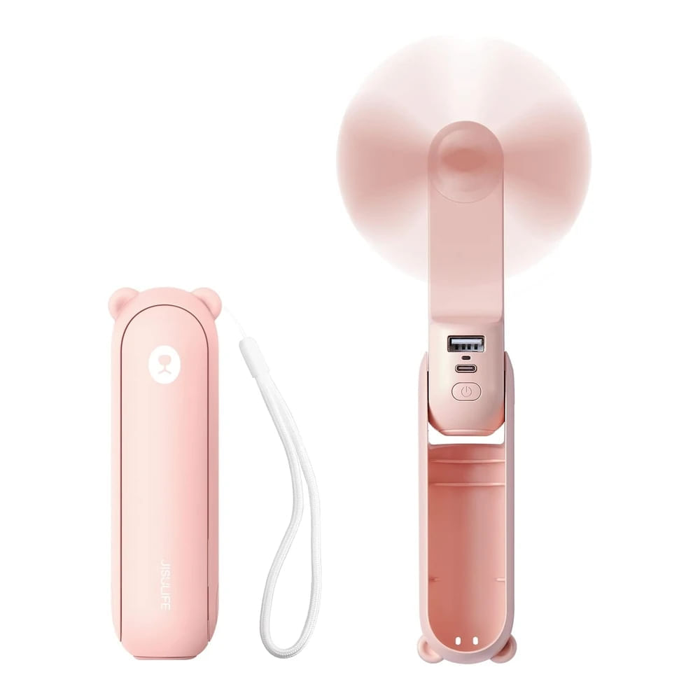 Jisulife Mini Ventilador de Mano Ventilador de Mano 3 En 1 Rosa