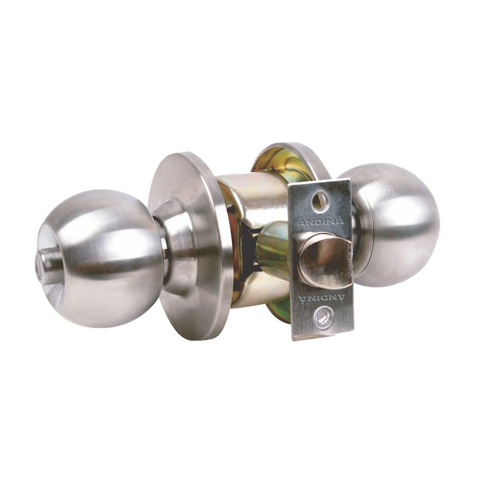 Cerradura Chapa de Pomo para Baño Acero Inoxidable Andina AI-016 Forte.