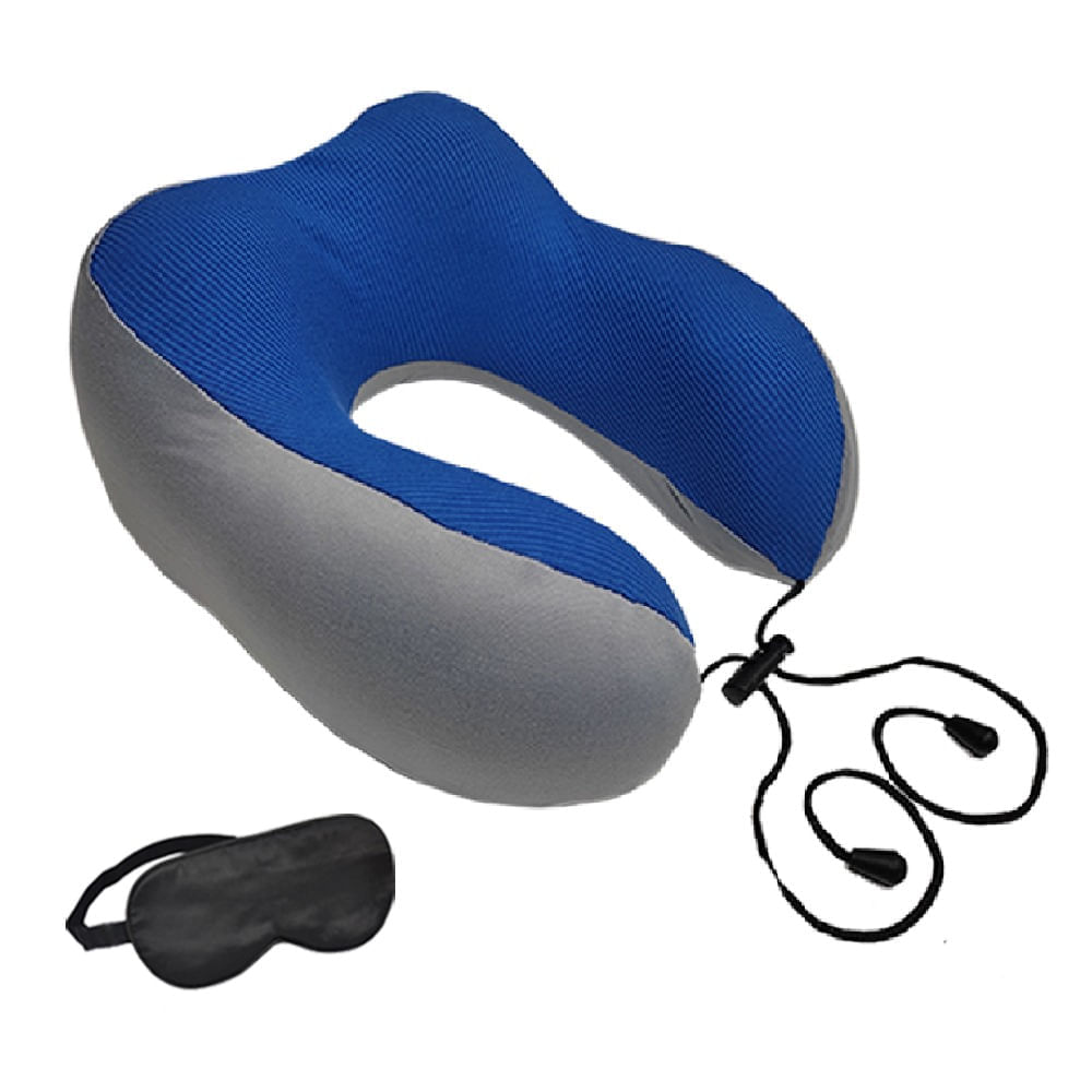 Cojín Cervical Memory Foam Dolor de Cuello para Viaje Gris y Un Antifaz Relax de Regalo Teraflex