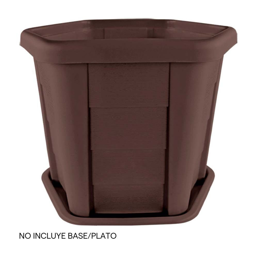 Macetero Circular Pica Madeira Café Oscuro de Polietileno 33.5x28cm