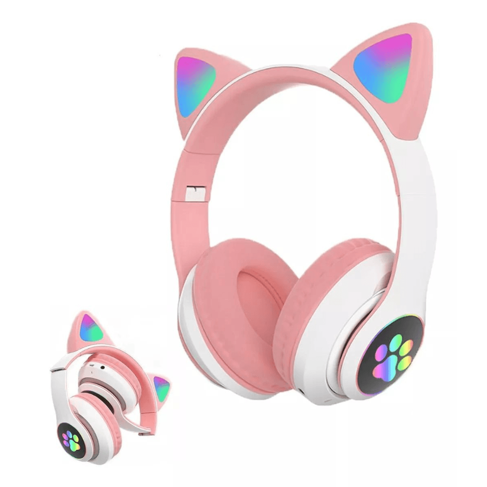 Audífonos Orejas de Gato RGB - Color Rosado