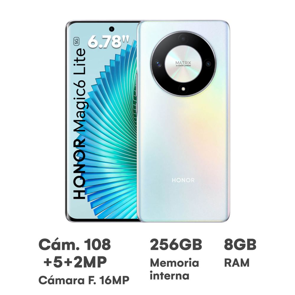 Celular Honor Magic 6 Lite 5G 6.78"" 8GB RAM 256GB Titanium silver