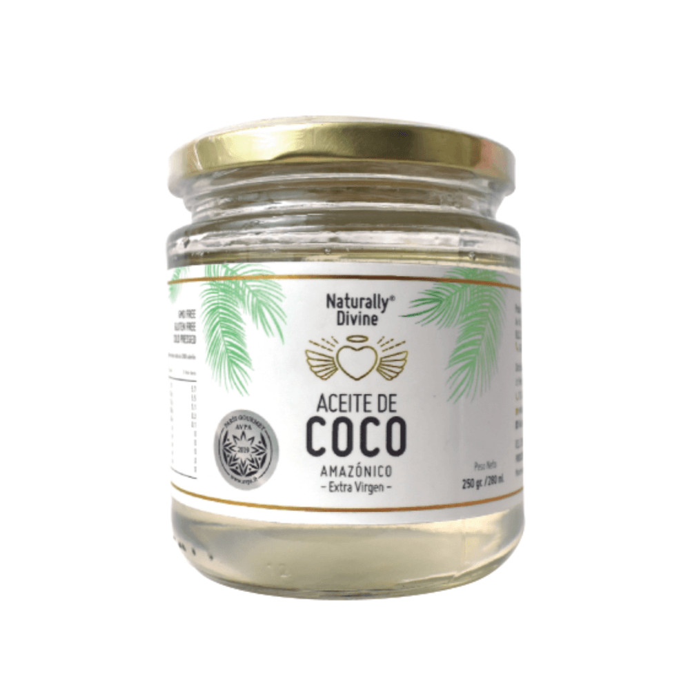 Aceite de Coco Virgen Naturally Divine 250ml Aceite de Coco Naturally Divine 250 gr Extra Virgen