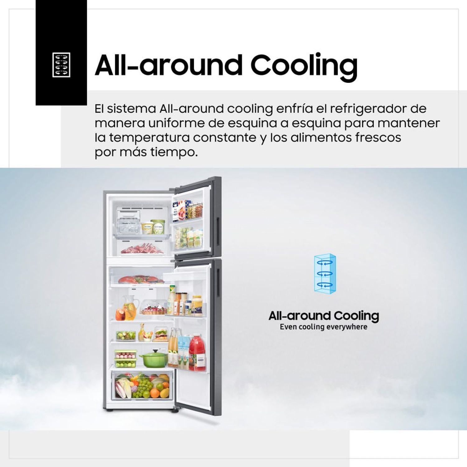 Refrigeradora Samsung Top Mount Freezer 341L RT35DG5720S9PE Silver