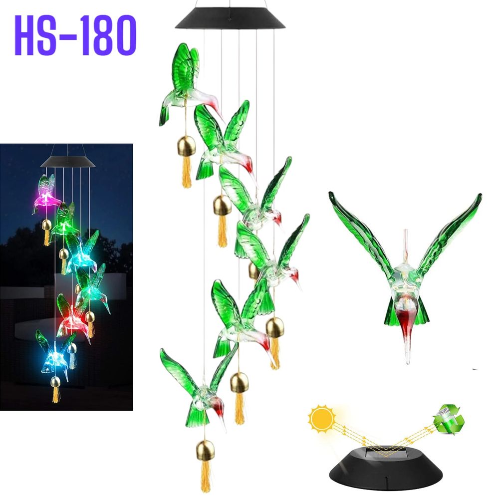 Luz Solar para Jardín de 6 Colibrí RGB Recargable Decorativo