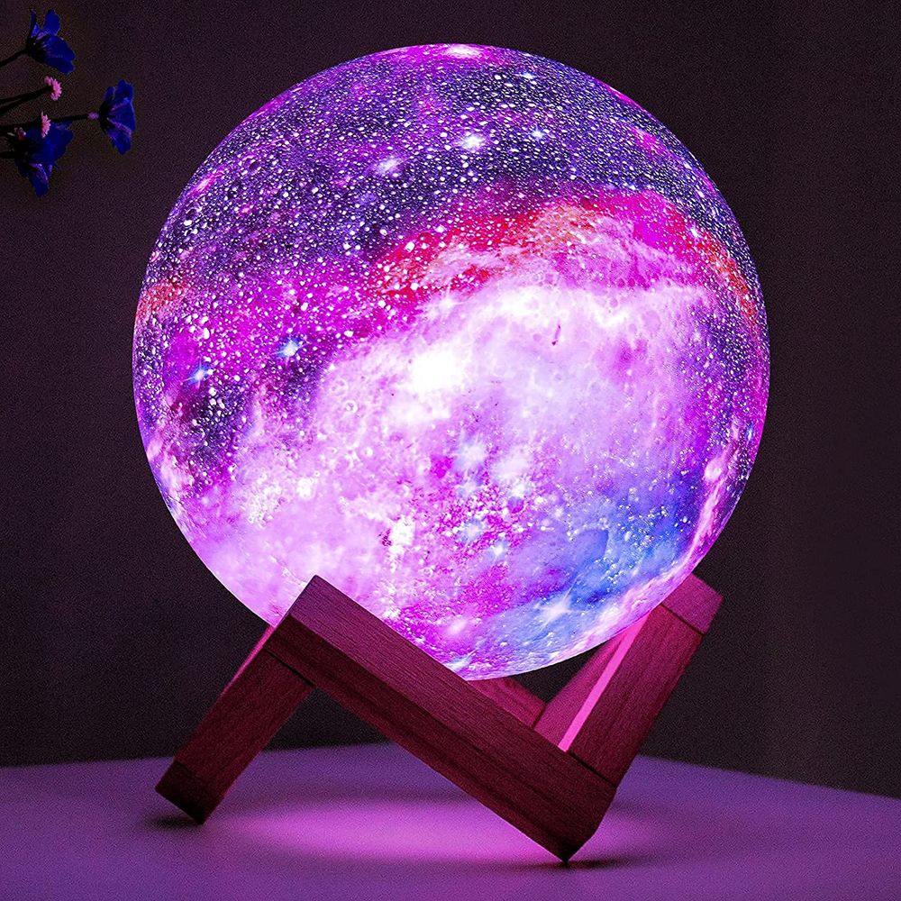Lampara Touch LED Colores Luna de Galaxia 3D 16Colores