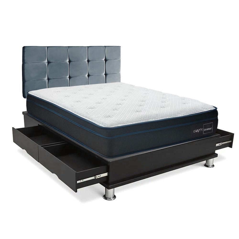 Dormitorio Cuadros Gravity Queen + Almohadas + Protector Gris