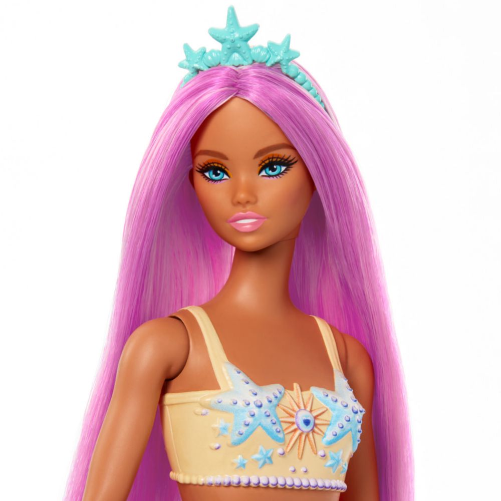 Muñeca Barbie Fantasia Sirena Cabello Morado Oechsle