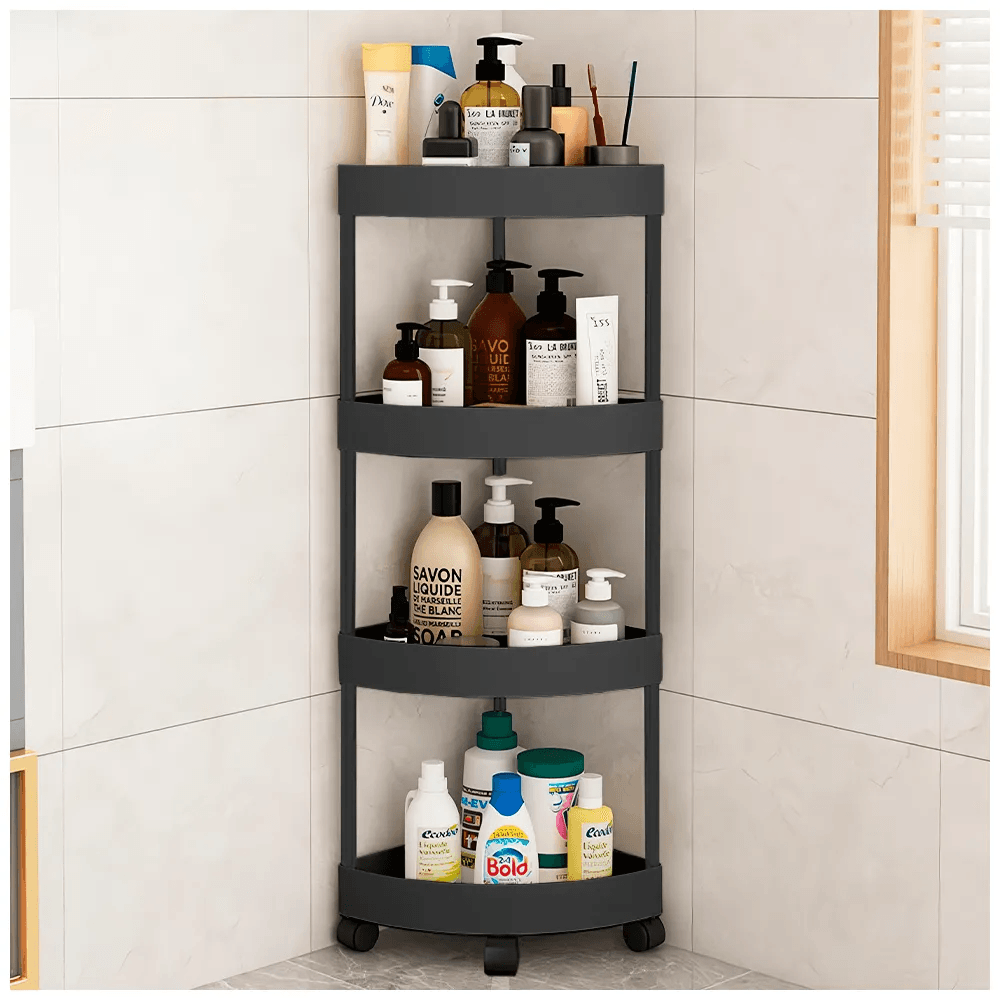 Carrito Organizador Estante Esquinero con Ruedas para Baño YG5 Negro