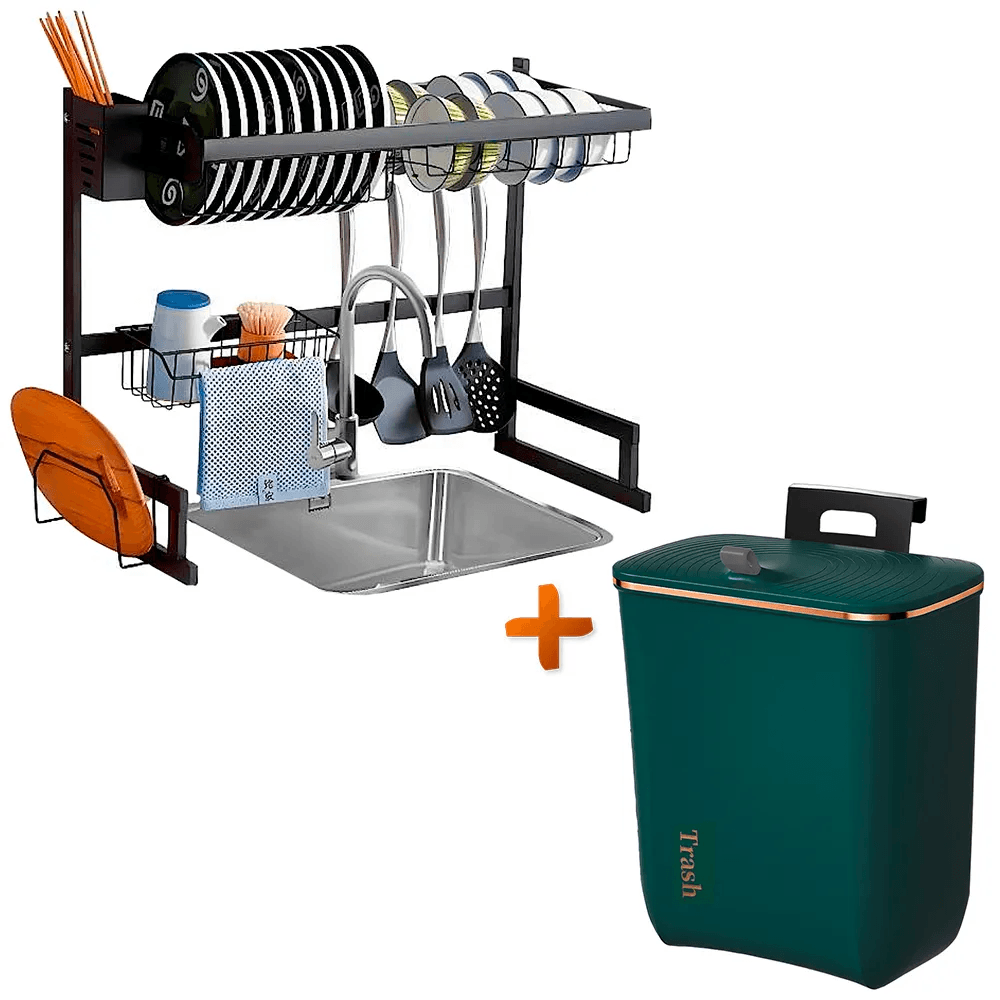 Escurridor de Platos Moderno 65cm Y Tacho de Basura Colgante H01 VD