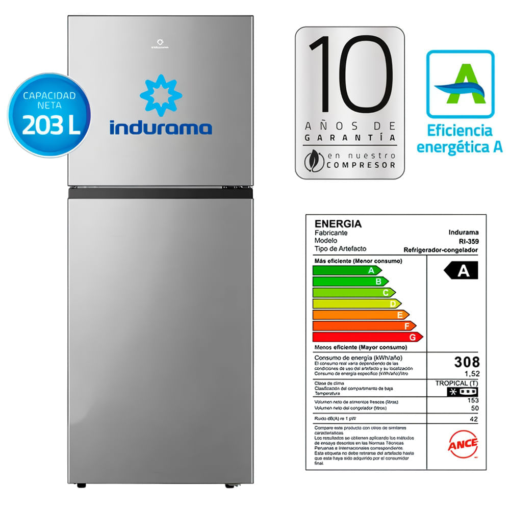 Refrigeradora Indurama RI-359 No Frost 203Lt Croma