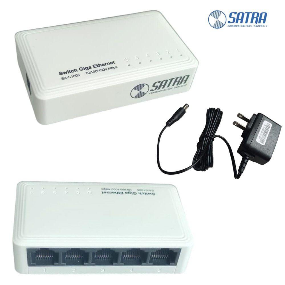 Switch 5 Puertos 10/100/1000mbps rj45 lan GIGABIT SATRA S1005