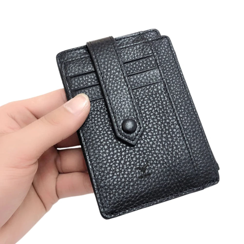 Tarjetero Y Monedero De Cuero Vacuno 9039 Negro