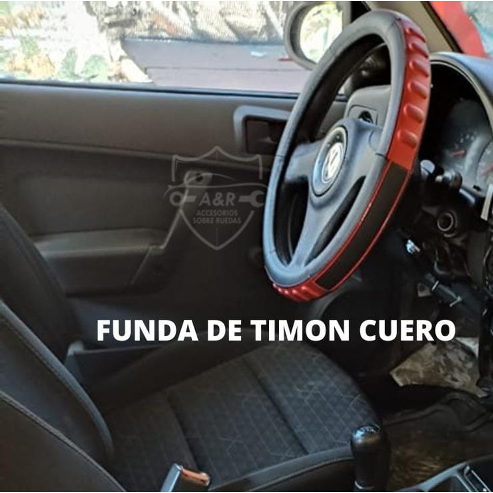 Funda de Timon de CUERO de Auto y Camioneta color NEGRO con ROJO con Hondas Funda de Timon de CUERO de Auto y Camioneta color NEGRO con ROJO