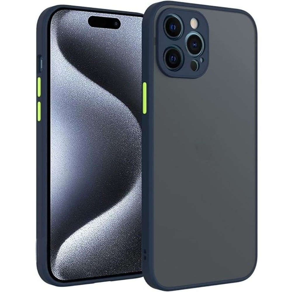 Funda para iPhone 12 Pro Max Ahumado Mate Azul Antishock Resistente ante CAÍDAS Y GOLPES