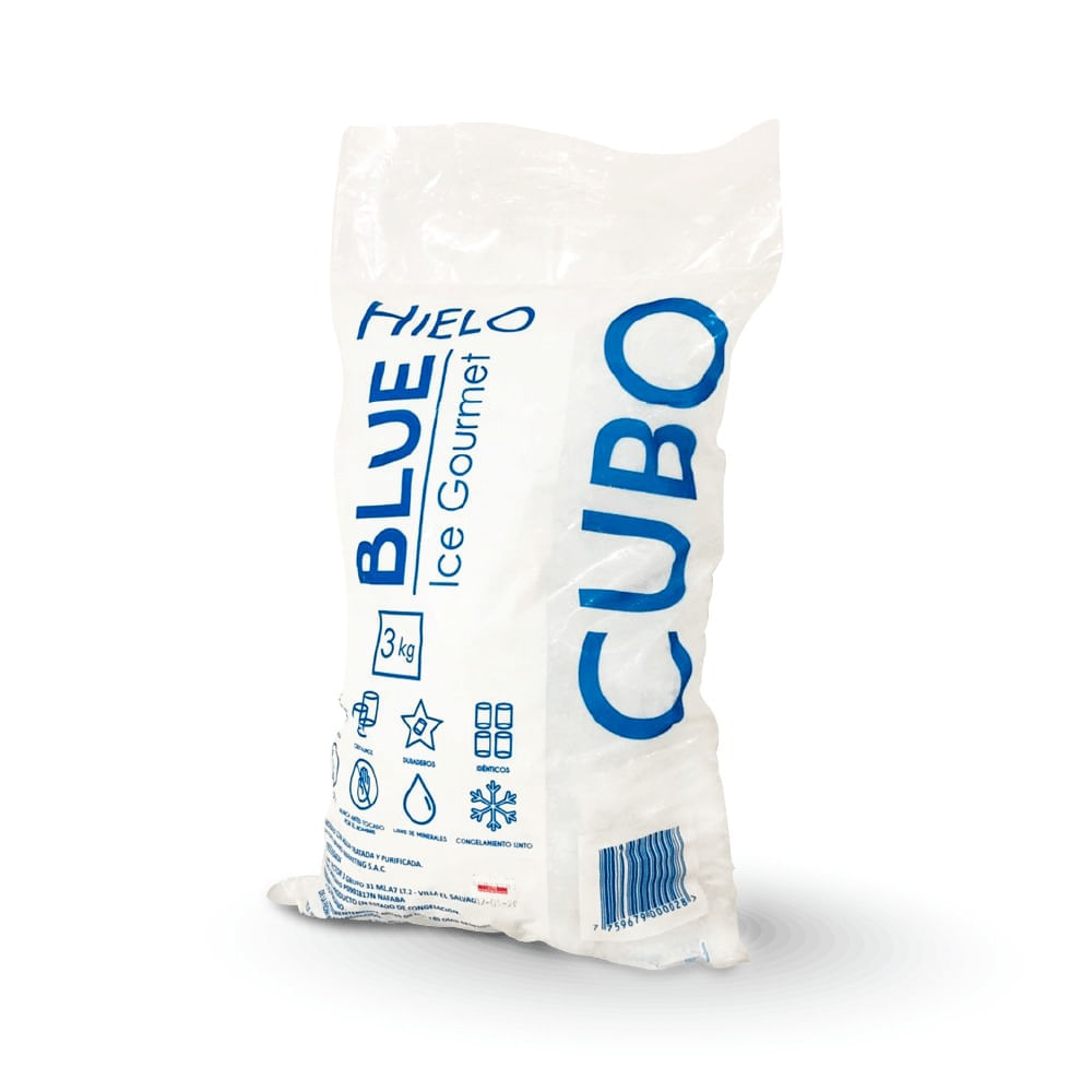 Hielo BLUE+ Cubo Bolsa 3Kg