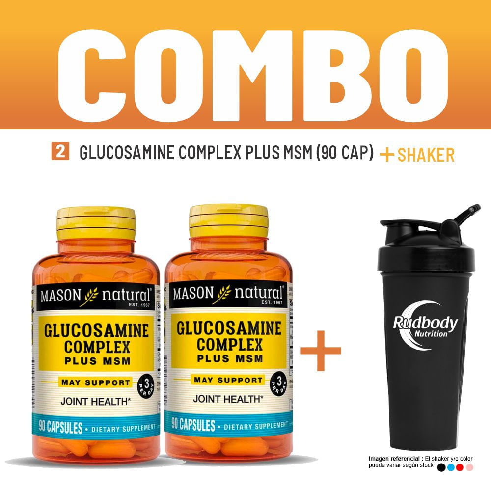 Combo Vitaminas Mason Natural - 2 Glucosamine Complex Plus Msm (90 Cap) + Shaker