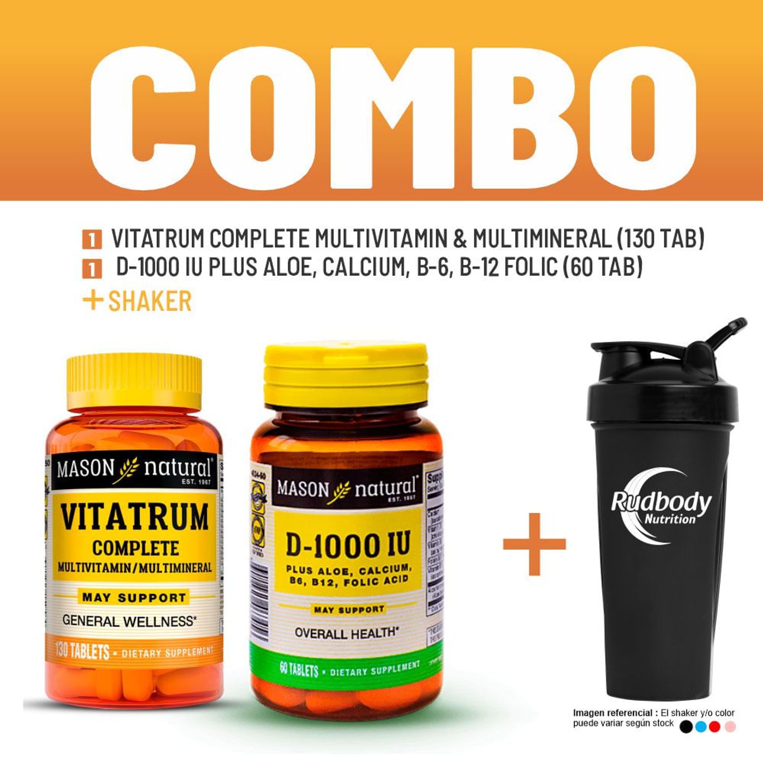 Combo Vitaminas Mason - Vitatrum Complete Multivitamin & Multimineral +  D-1000 Iu Plus Aloe + Shaker | Oechsle - Oechsle