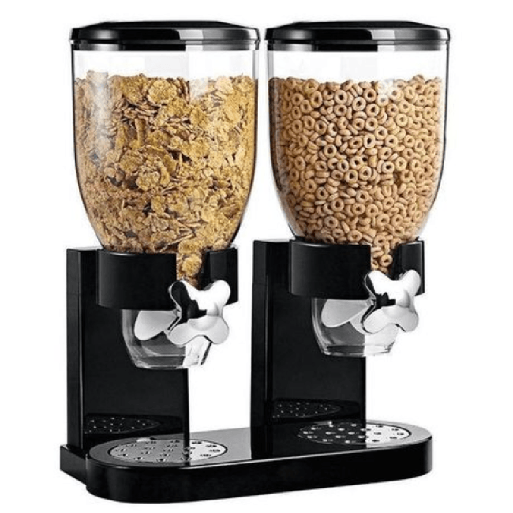 DISPENSADOR DE CEREAL DOBLE ACRILICO  ?? DISPENSADOR CUENTA CON 2 CONTENEDORES DESMONTABLES PARA SU