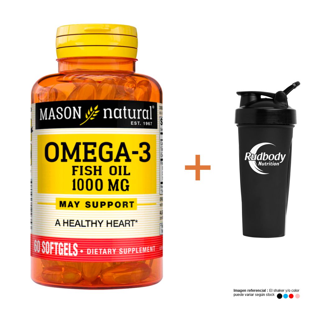 Vitaminas Mason Natural - Omega 3 Fish Oil 1000 Mg (60 Softg) + Shaker