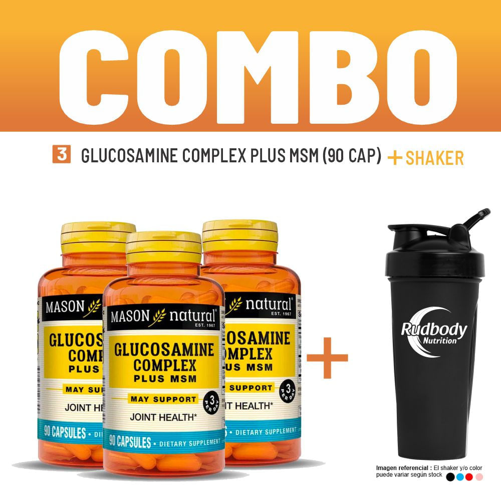 Combo Vitaminas Mason Natural - 3 Glucosamine Complex Plus Msm (90 Cap) + Shaker