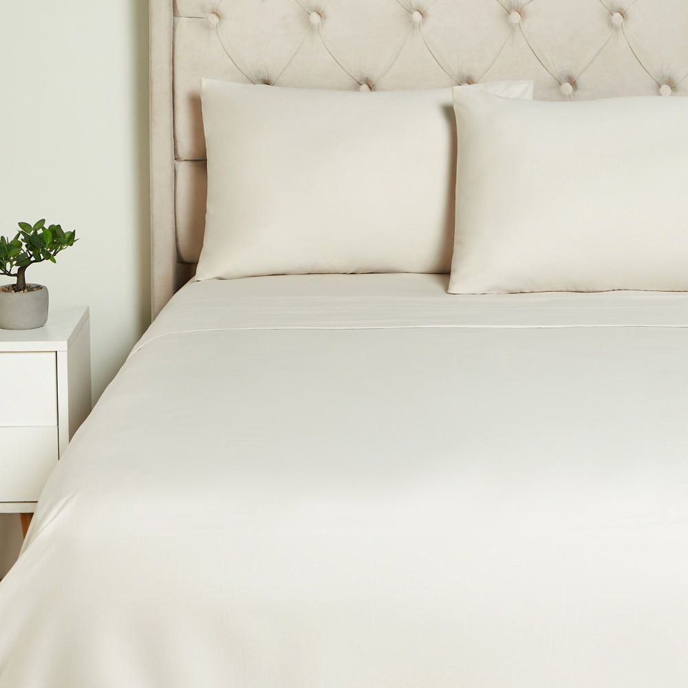 Sabána 100% Algodón 300 Hilos Solido Beige 1.5 Plazas