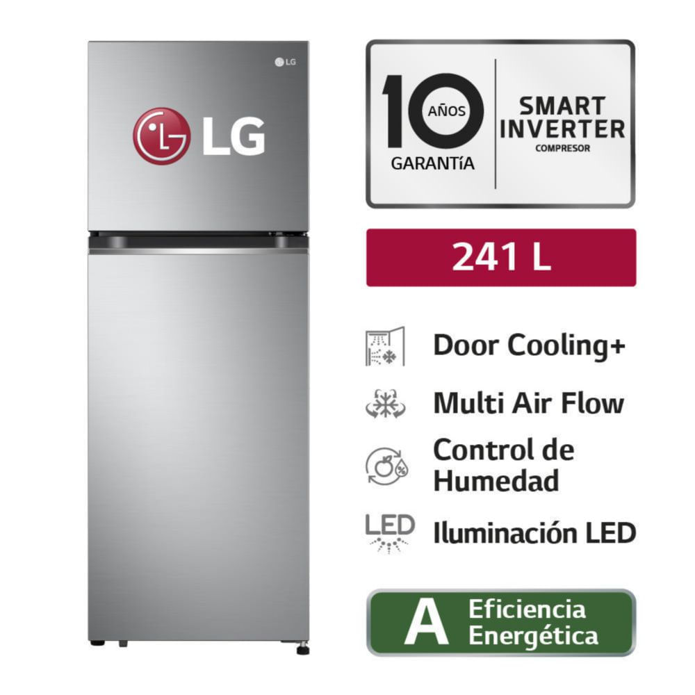 Refrigeradora LG Top Freezer GT24BPP 241L Plateada