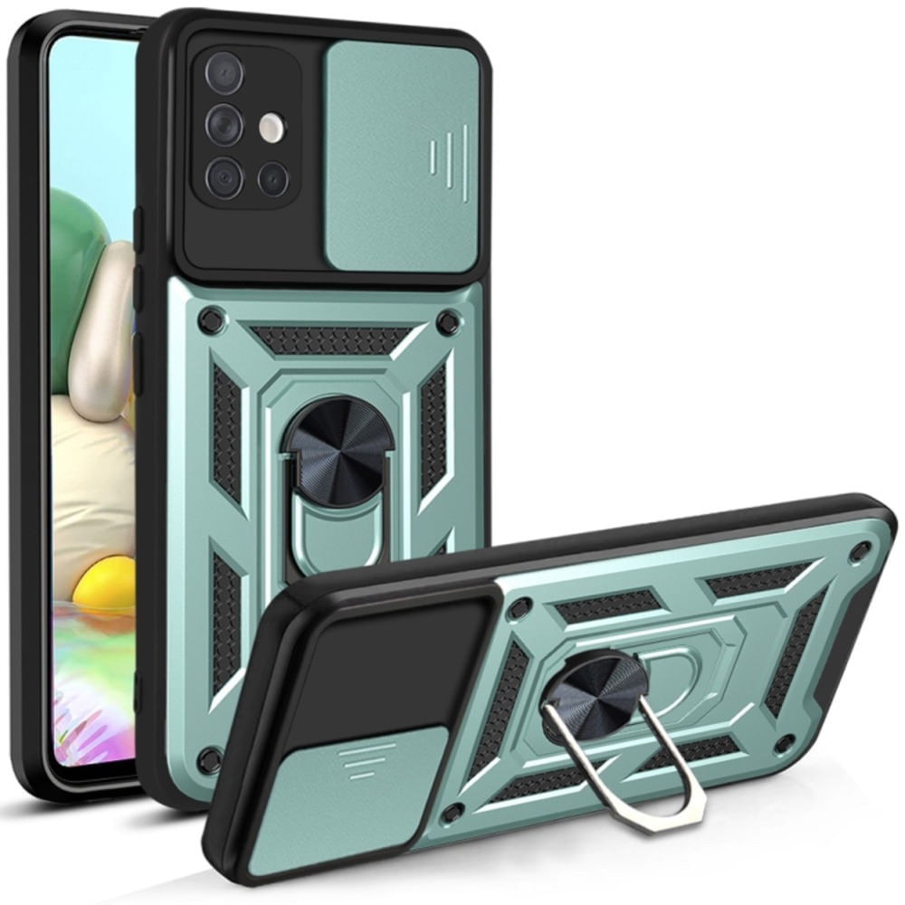Funda Case para Samsung A72 con protector de camara Verde Resistente ante Caídas y Golpes