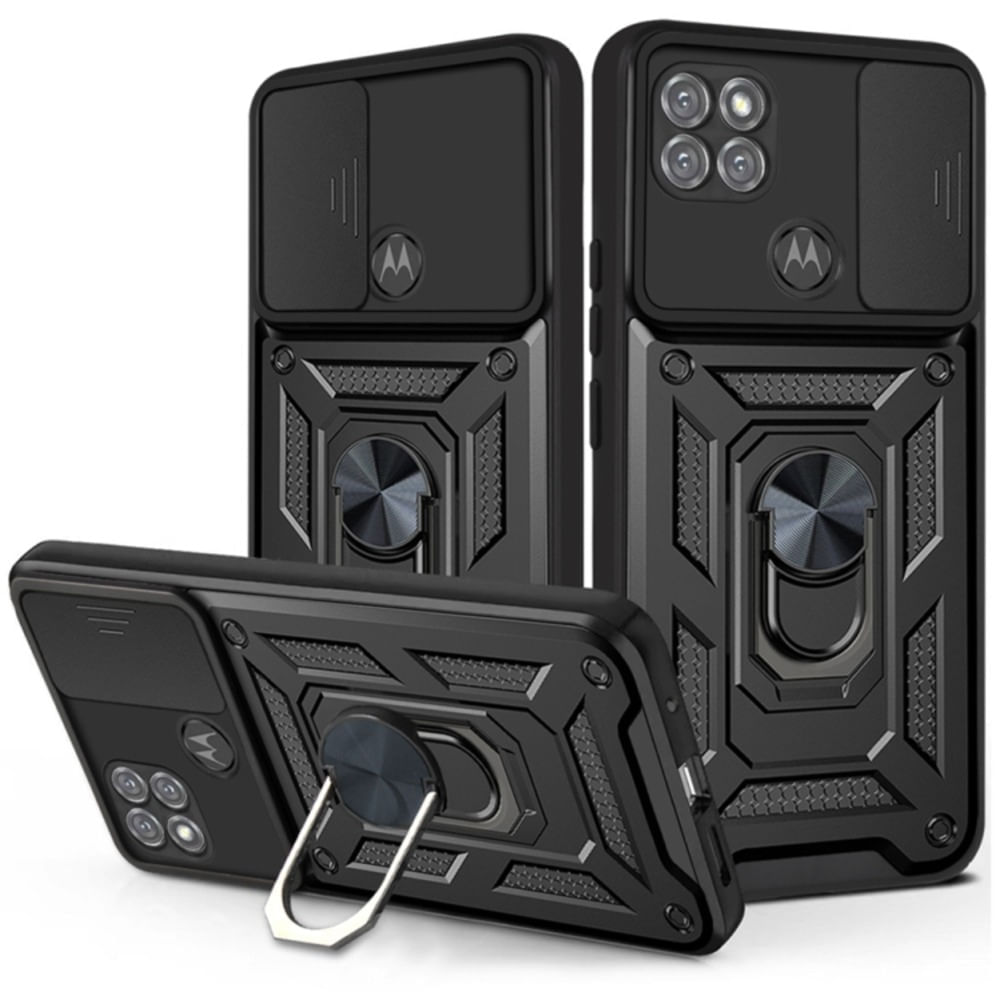 Funda para Motorola G9 Power con protector de camara Negro Resistente ante Caídas y Golpes
