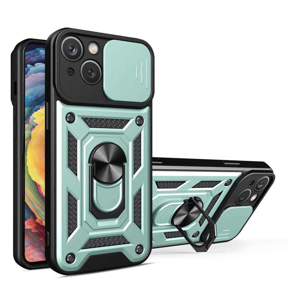 Funda Case para iPhone 14 con protector de camara Verde Resistente ante Caídas y Golpes