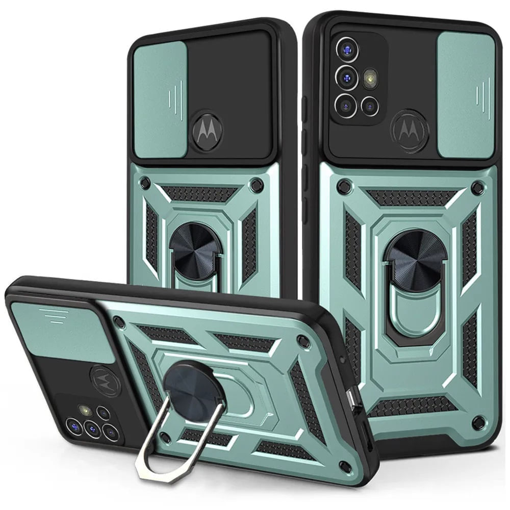 Funda Case para Motorola G20 con protector de camara Verde Resistente ante Caídas y Golpes