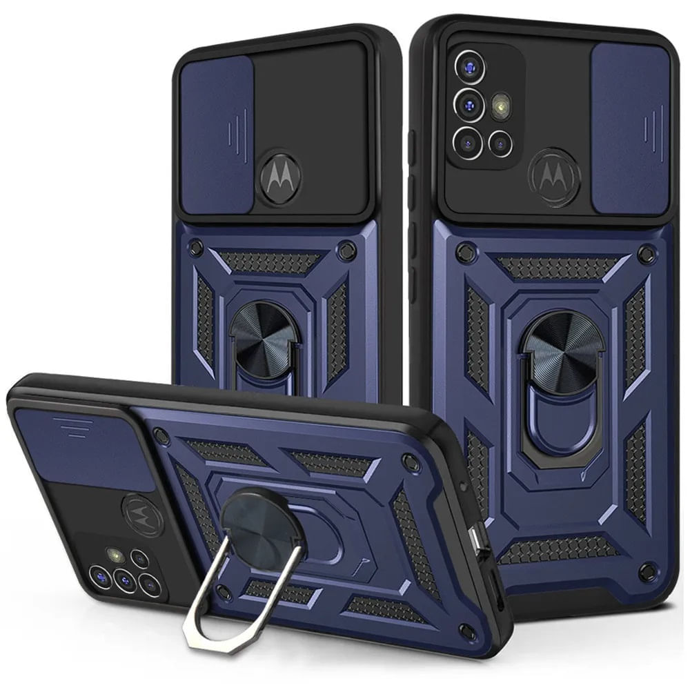 Funda Case para Motorola G20 con protector de camara Azul Resistente ante Caídas y Golpes