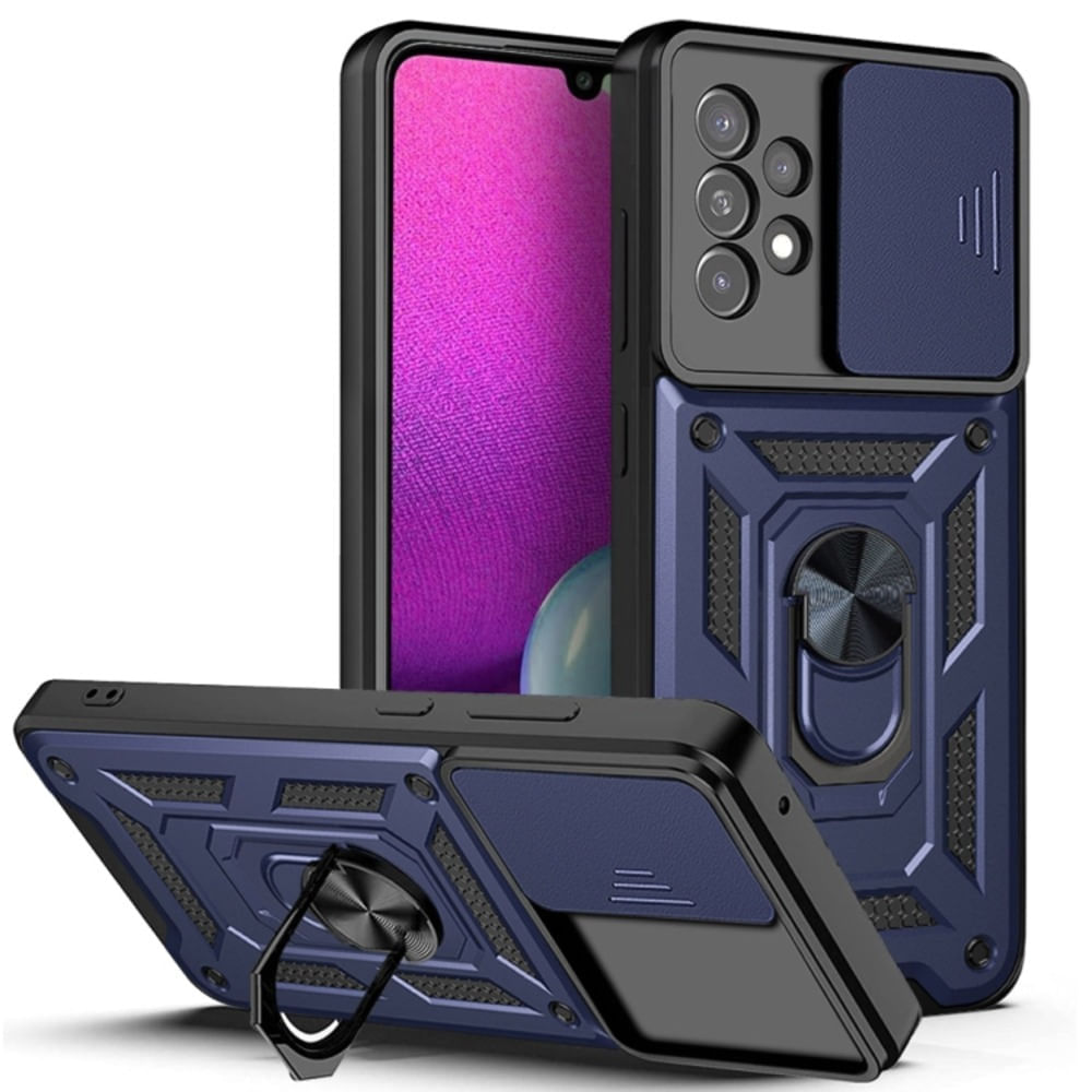 Funda Case para Samsung A33 con protector de camara Azul Resistente ante Caídas y Golpes