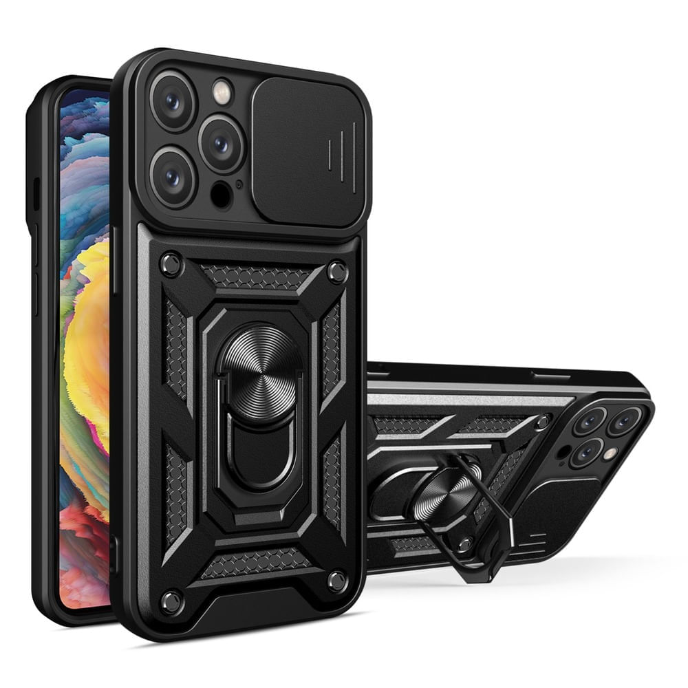 Funda para iPhone 13 Pro Max con protector de camara Negro Resistente ante Caídas y Golpes