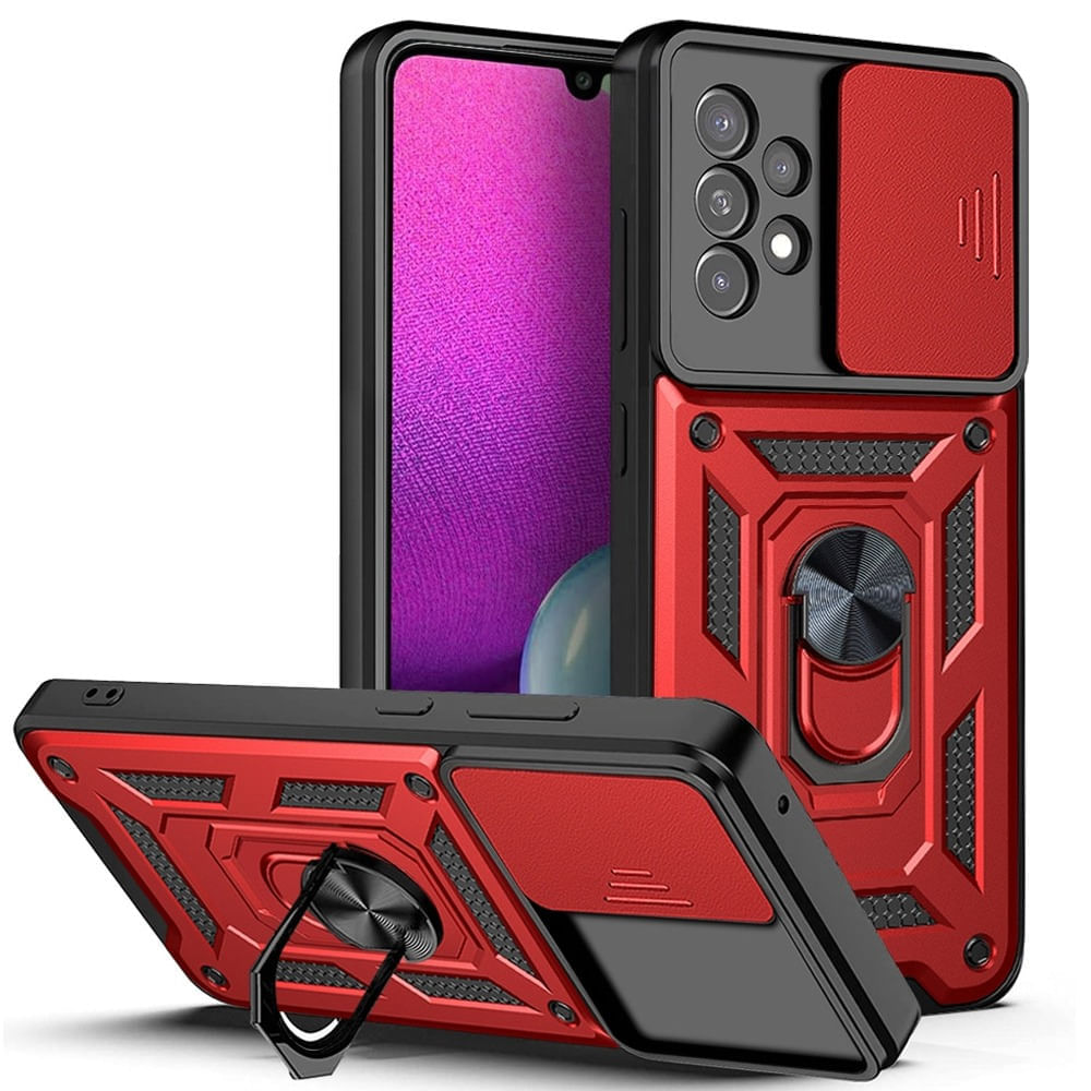 Funda Case para Samsung A33 con protector de camara Rojo Resistente ante Caídas y Golpes