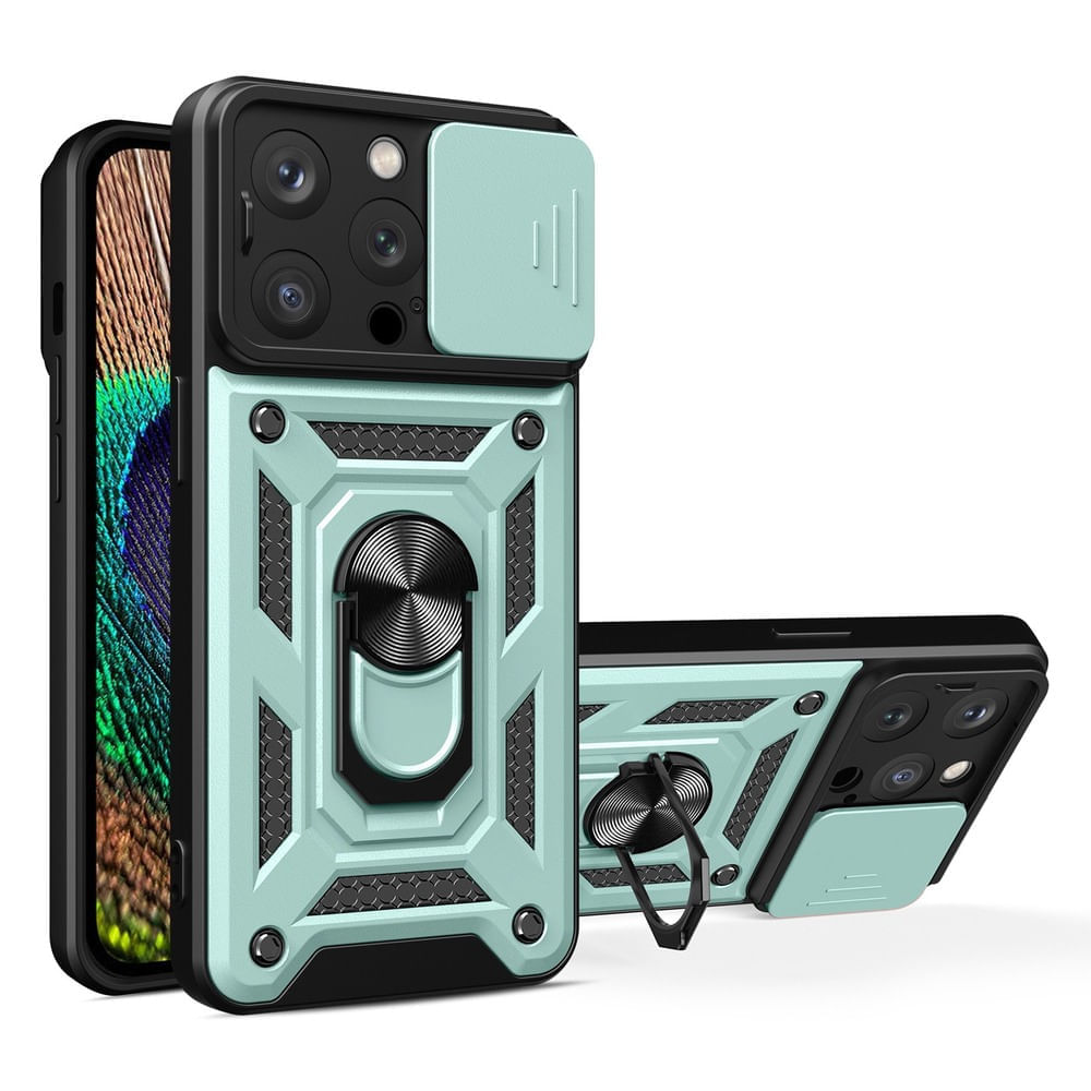 Funda Case para iPhone 14 Pro con protector de camara Verde Resistente ante Caídas y Golpes