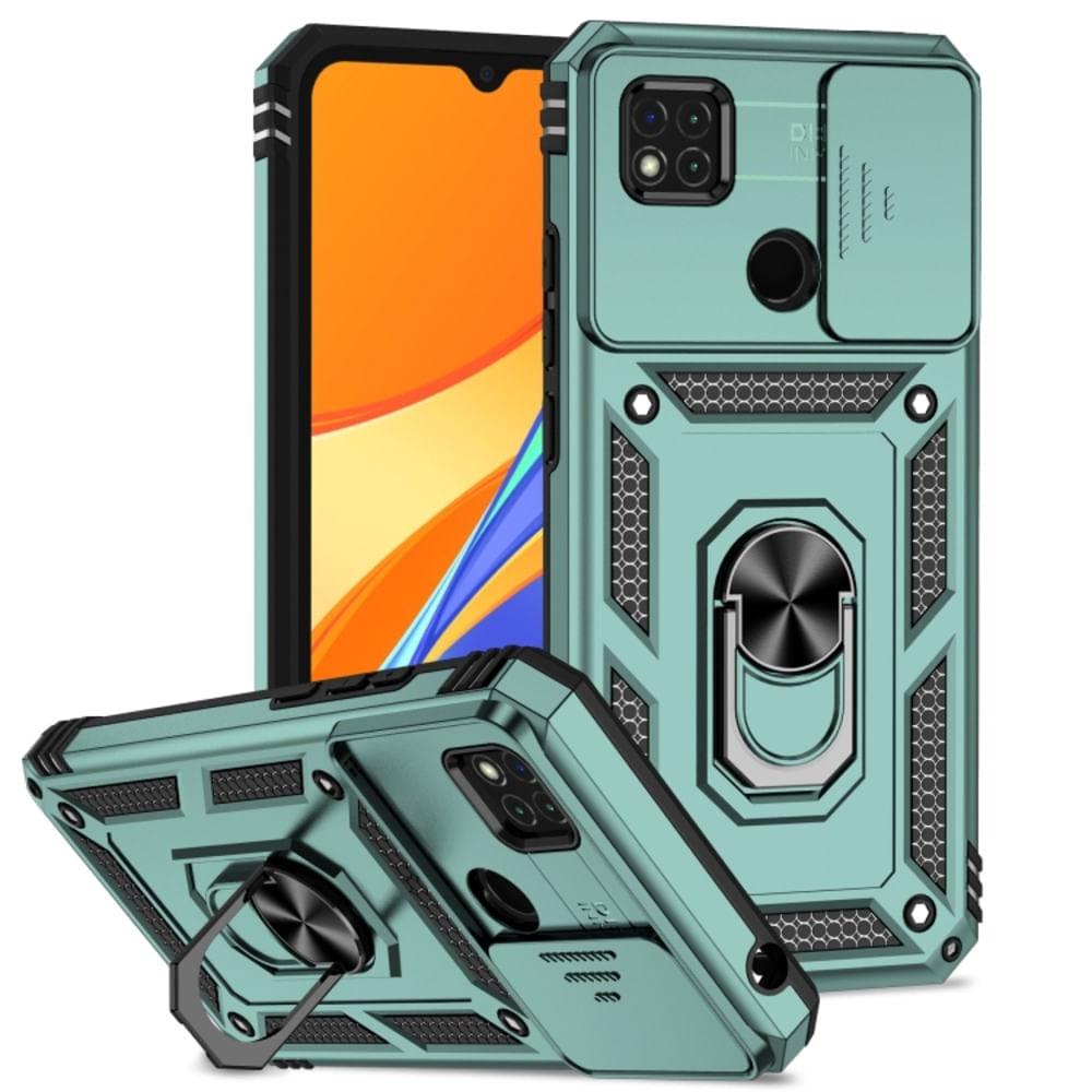 Funda para Xiaomi Redmi 10A con protector de camara Verde Resistente ante Caídas y Golpes