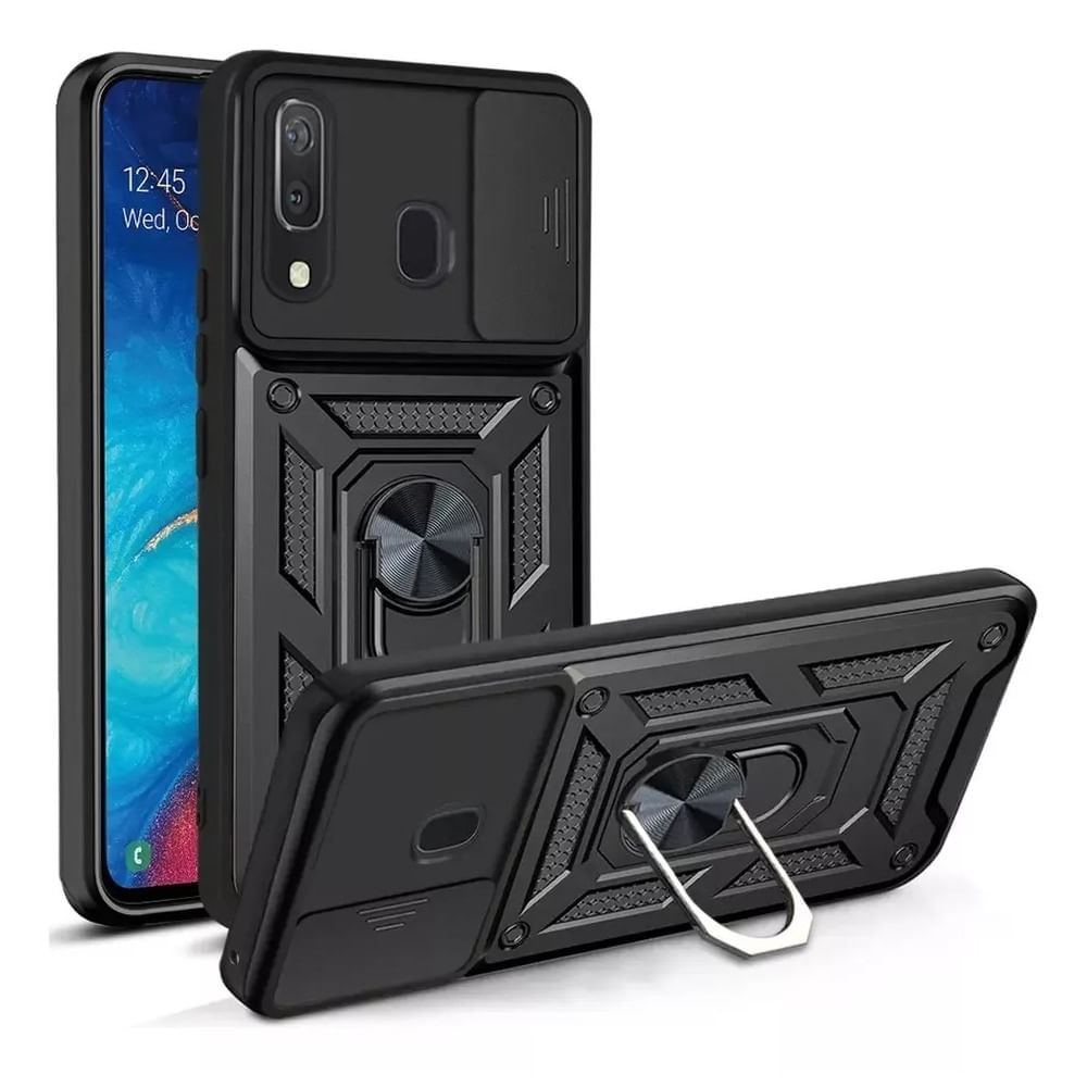 Funda Case para Samsung A50 con protector de camara Negro Resistente ante Caídas y Golpes