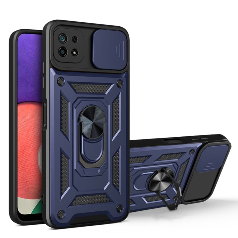 Funda Case para Samsung A22 4G con protector de camara Azul Resistente ante Caídas y Golpes