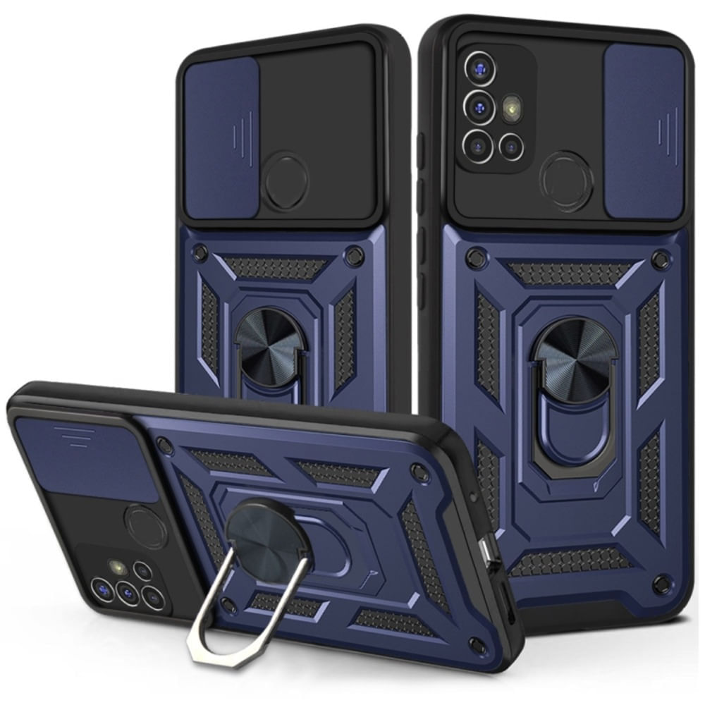 Funda Case para Motorola G30 con protector de camara Azul Resistente ante Caídas y Golpes