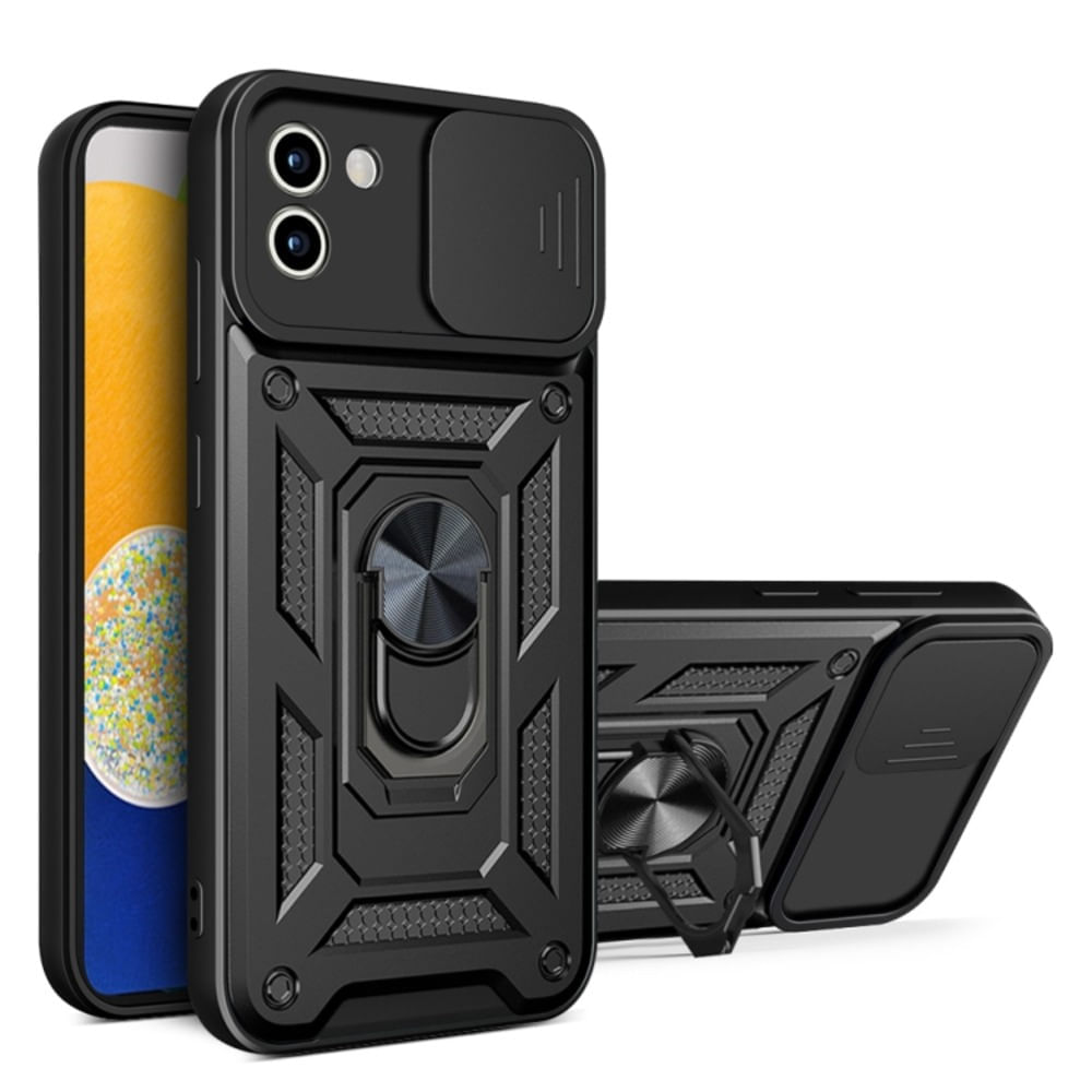 Funda Case para Samsung A03 con protector de camara Negro Resistente ante Caídas y Golpes