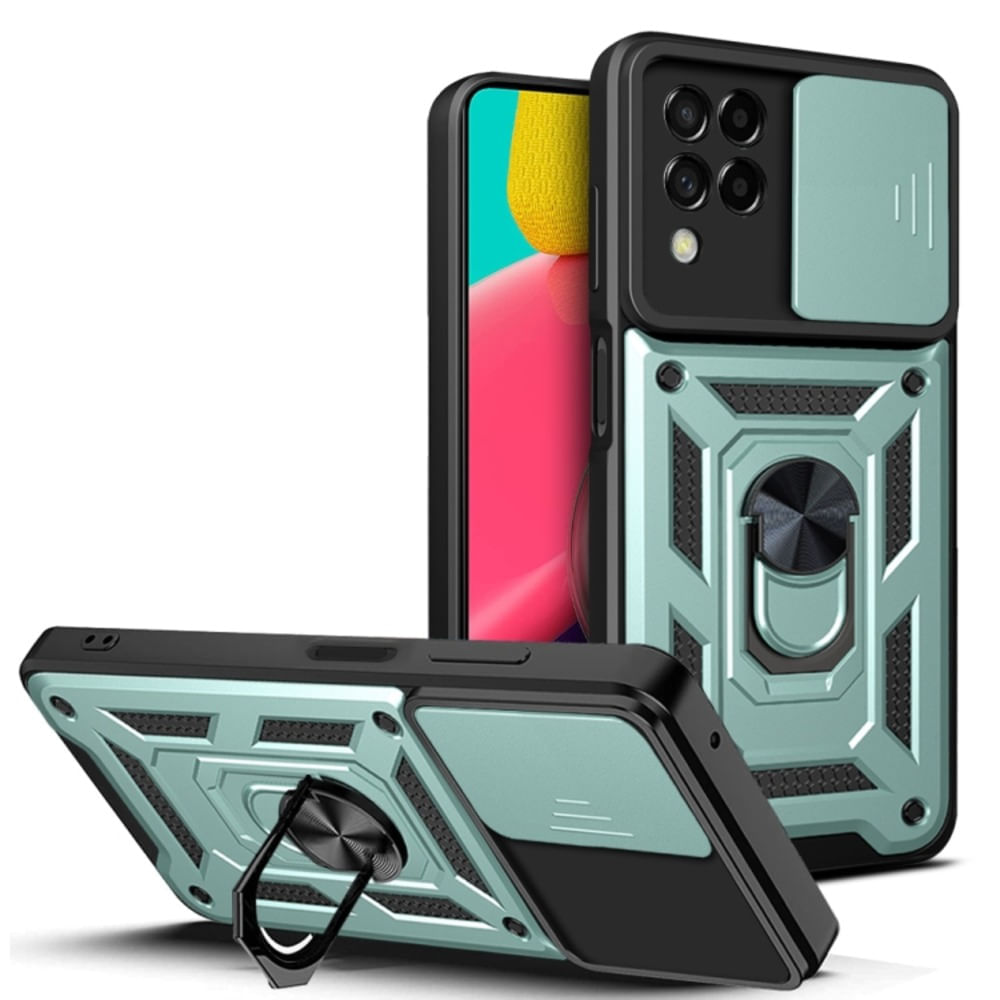 Funda Case para Samsung A12 con protector de camara Verde Resistente ante Caídas y Golpes